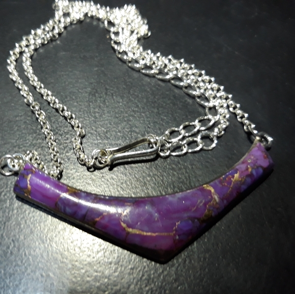 Santa Fe Style Purple Turquoise Necklace e5 - Picture 1 of 2